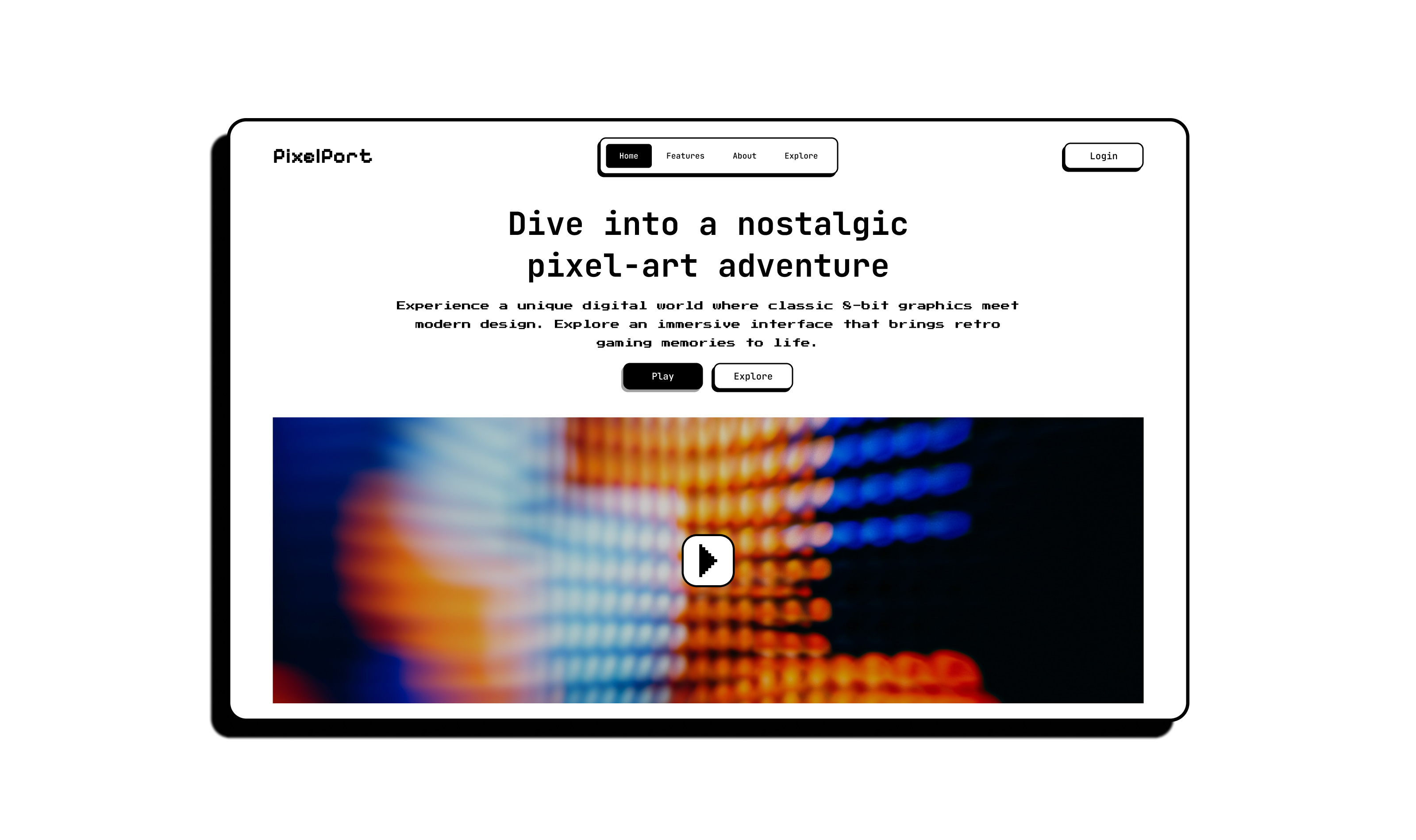 PixelPort — Retro Web Experience branding design design concept figma game graphic design inspiration inspire inspired pixel pixel art pixel web ui uiux web design