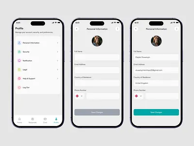 Profile Page mobile design profile page settings page ui design ux