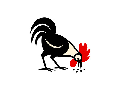 Cock eating Logo app brand identity branding chicken logo cock logo graphic design icon illustration logo logo designer logotype pet restaurant symbol ui vector