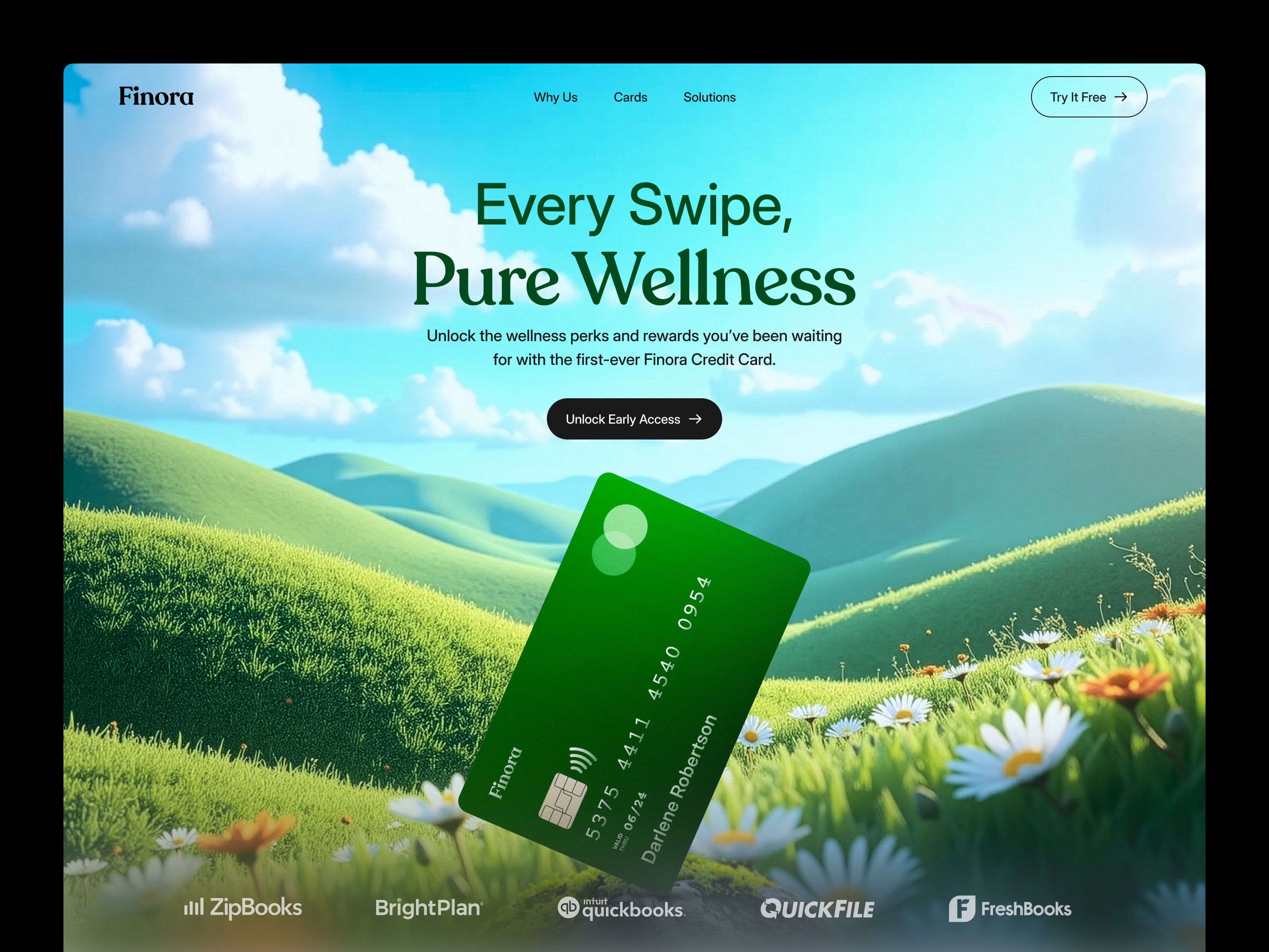 Example of Finora— Fintech Website | Header Exploration