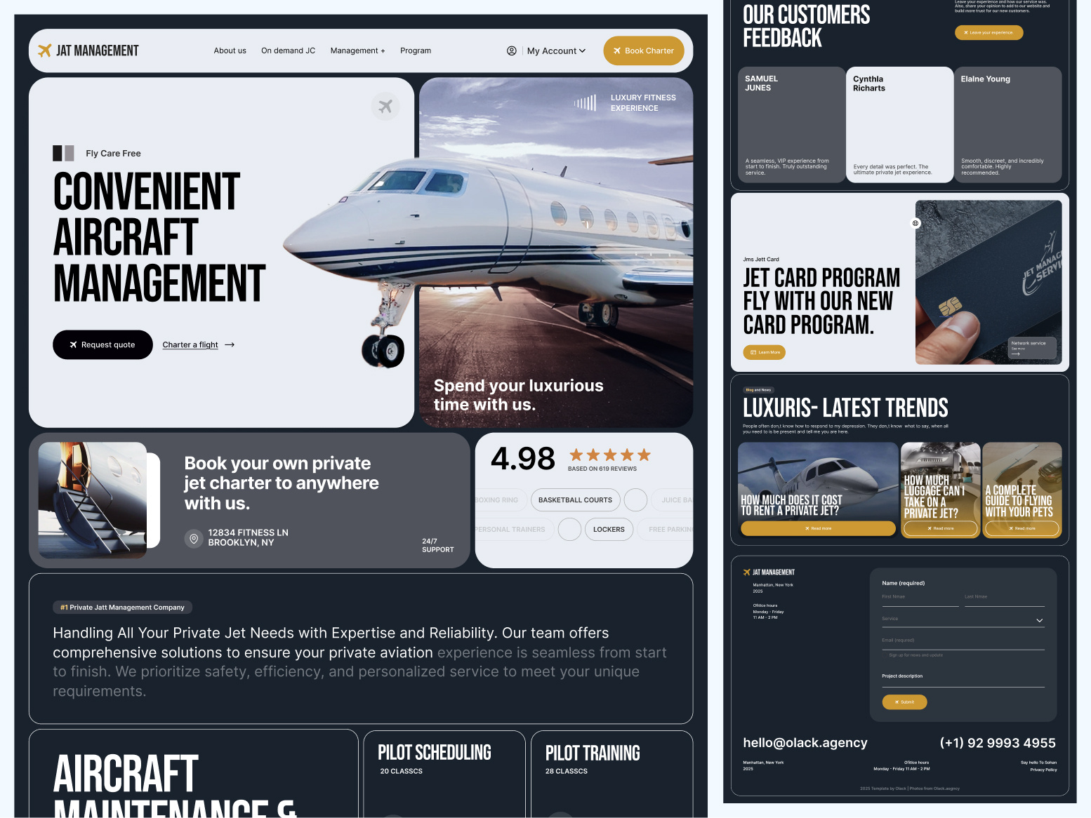 Example of Private Jet Website Design