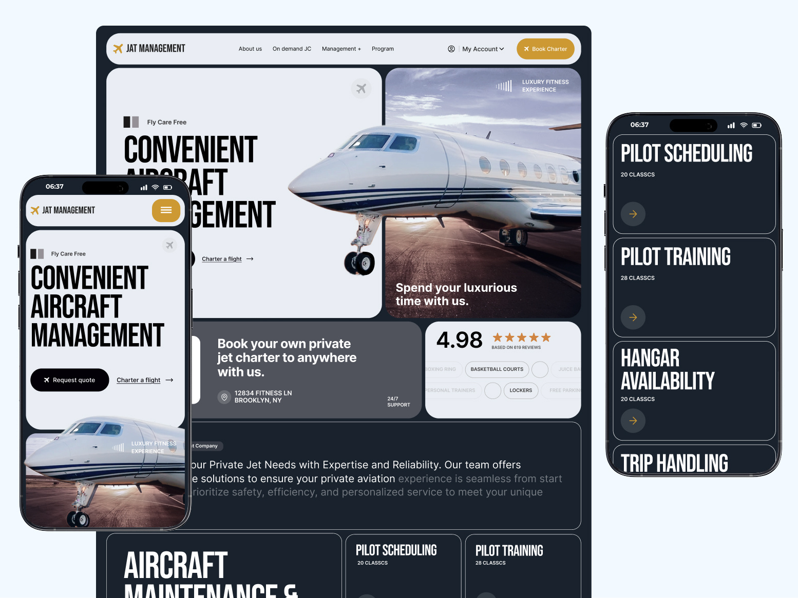 Example of Private Jet Website Design