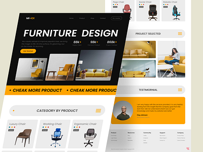 Furniture website landing page chair furniture interior landing page table ui user interface ux web design web page website