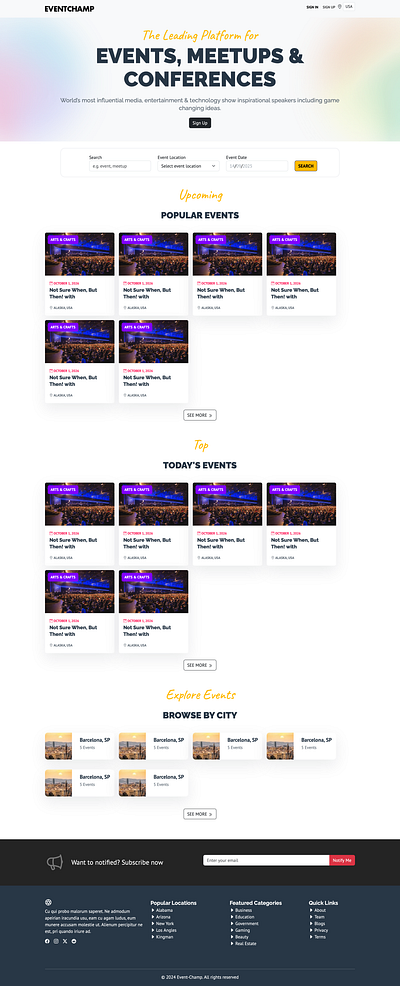 Event Champ - Leading platform for Events, Meetup & Conferences events finder ui design ux research