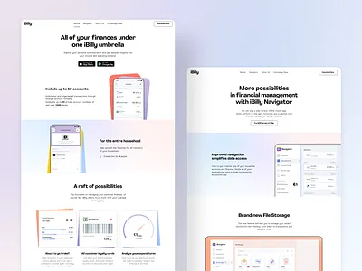iBilly Website Home Page Design branding design finance finance management financial fintech graphic design home page home page design interface landing page product design ui user experience ux web web design web layout web marketing website