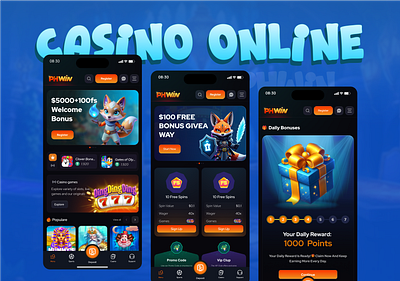 Casino Mobile App. bet betting casino casino ui gambling game graphic design landingpage mobile app re design slots ui uiux ux website