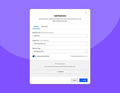 URL Redirection Modal design ui ui ux ux