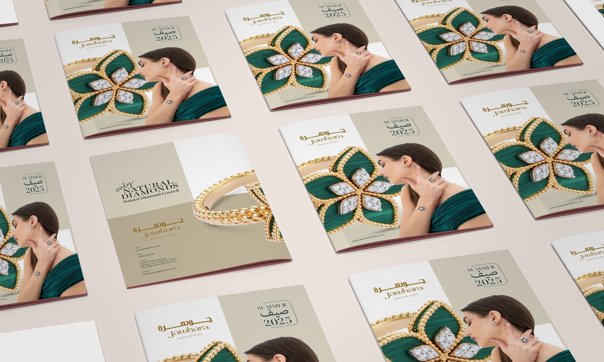 Jawhara Jewelry Catalog branding branding rebranding color theory graphic design illustration images layout design logo logo design packaging design print design typography ui visual identity