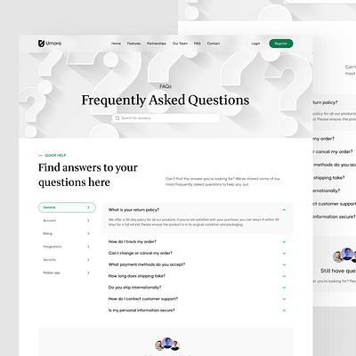 FAQ section design design faqs footer frequently asked questions interface product design saas ui ui design uiux ux ux design visual design web web design website