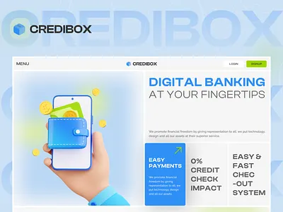 CREDIBOX - Fintech Landing Page banking design digital banking e wallet finance fintech fintech company fintech landing page landing page money transfer online banking payments ui ui design wallet web design website website design