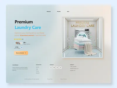 💧 Premium Laundry Care Website Concept cleaning service landing page laundry service website ux web