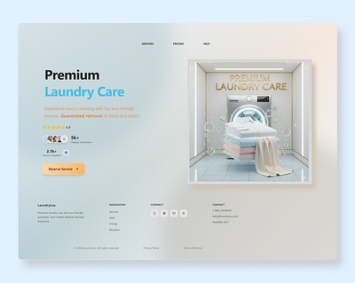 💧 Premium Laundry Care Website Concept cleaning service landing page laundry service website ux web