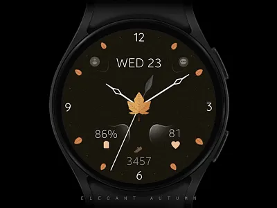 Autumn Watch Face analog autumn black classic classy design elegant fall season google graphic design illustration modern orange samsung smartwatch technology ui watch watchface wear os