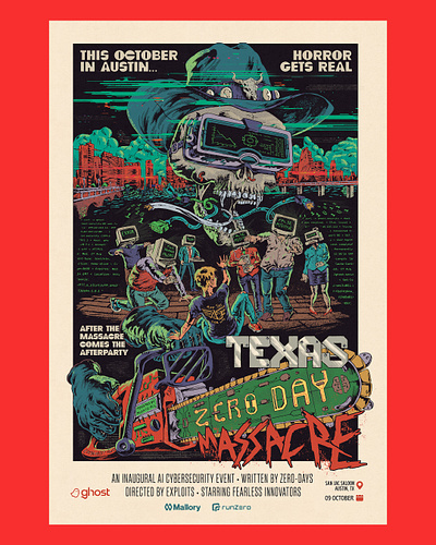 TEXAS ZERO-DAY MASSACRE 80s horror 80s posters horror artwork illustration skynet terminator texas chainsaw massacre vhs vhs horror vhs movies
