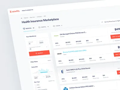 Zenefits — Benefits Marketplace benefits button cards clean design filter health insurance interface light listing marketplace minimal product product design simple ui ux web website