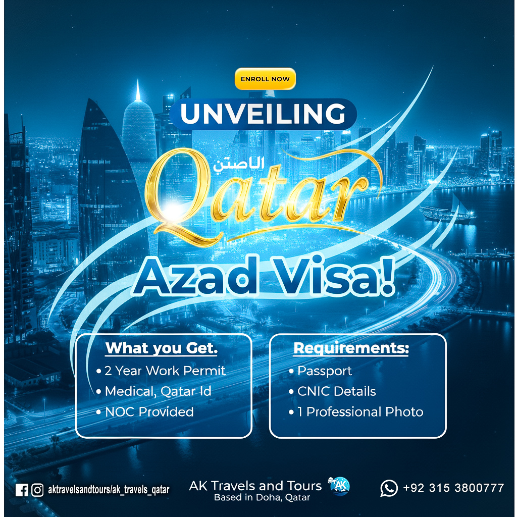 Azad Visa - Announcement Social Media Graphic. ak travels and tours azad visa branding graphic design high quality design middle east qatar social media design theme travels and tours unveiling visa