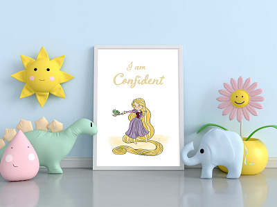 princess affirmation wall art for girls animation character childrensbookillustration comic illustration