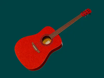 Bold Red Acoustic Guitar — 3D Illustration 3d animation blender guitar illustration motion graphics music render turnable