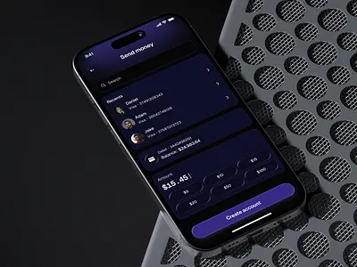 Banking & Fintech App: Dark Mode Money Transfer app design bank banking banking fintech dark mode digital wallet finance financial fintech jd mobile app mobile banking money payment transfer product design saas send money transaction transfer uiux