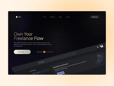 Hero section | Dlex ai ai startup animation hero design hero roast hero section product design startup ui ui design ux web design y combinator
