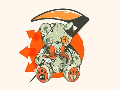 Punk Goth Teddy bear crying teddy goth punk bundle heart broken sad teddy stencil stitch bear teddy bear teddy broken heart worry grizzly