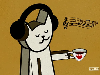 Coffee Life: Morning Stories of a Cat branding illustration