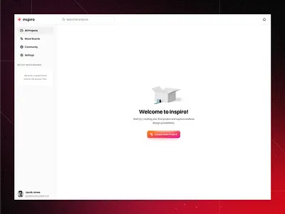 ✨ No Moodboard Yet — Empty State ai application button darkmodedesign emptystate glowing graphic design inspiration lightmodedesign menu minimal moodboard nav productdesign prompt saas sidebar ui ux webapp