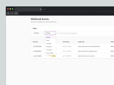 Webhook Events Dashboard