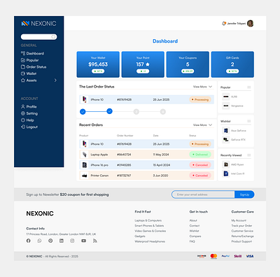 Customer dashboard design ui