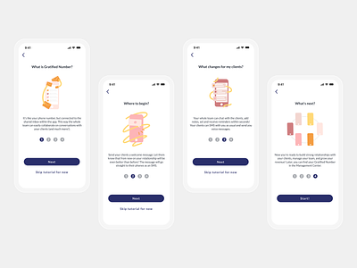 Gratifed - mobile app tutorial app branding colors dailyui design graphic design illustration logo procreate ui uiux ux