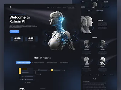 AI Digital Content Creation Platform ai ai characters ai chat artificial intelligence chat box chat gpt concept content creation content writting copy writting dark design landing page midjourney tech ui ux web web3 website