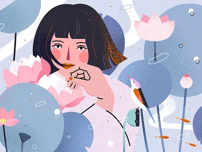 小园素作品：荷塘 design flat graphic design illustration vector