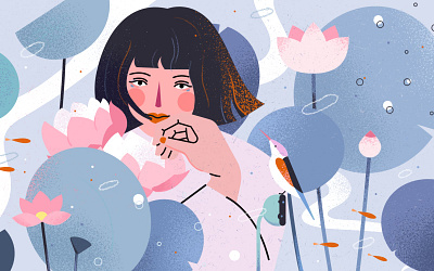 小园素作品：荷塘 design flat graphic design illustration vector