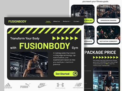 FUSIONBODY | Gym and Fitness Landing Page body transformation cardio exercise crossfit design design ui fitness fitness club gymnastics healty online class personal trainer personal training training training center ui uiux uiux designer web design web gym workout