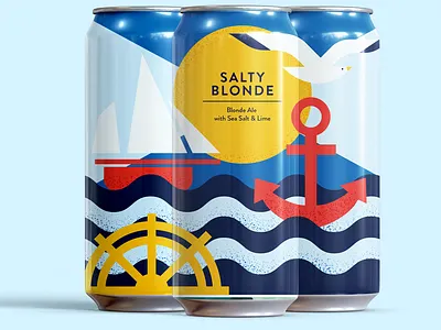 Salty Blond Beer - For Born Brewing Co. beer design graphic design illustration nautical ocean packaging sailing vector