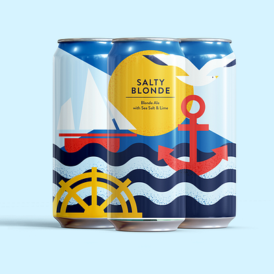 Salty Blond Beer - For Born Brewing Co. beer design graphic design illustration nautical ocean packaging sailing vector
