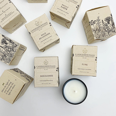 packaging design and illustration botanical candle design flowers hand hand drawn illustration packaging seedpaper sketch sustainable
