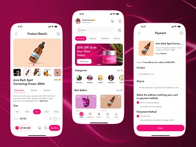Cosmetics Mobile App-UX/UI Design app design beauty beauty product app beauty products beautyapp cosmetics cosmetics app design e commerce ios app makeup mobile app modern online shop online shopping organic skincare shopping app skin care app ui design ui ux
