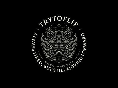 Trytoflip - Always Tired badge design design graphic design illustration lineart logo monoline monoline logo