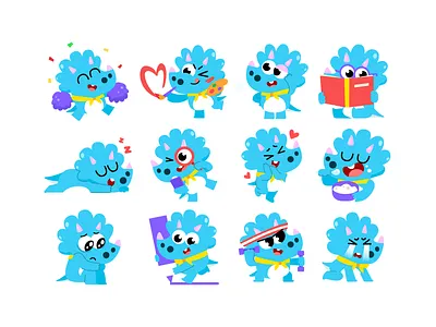 Bluppy Triceratops Sticker blue cartoon character cute design flat illustration simple sticker telegram stickers triceratops ui vector