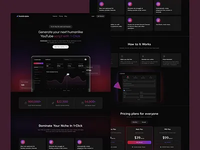 AutoScripter - AI Product animation autoscripterai clean design figma landing page minimal saasdesign ui userflow ux webappdesign webdesign youtubetools