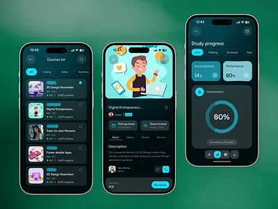 AI Tutor & Futuristic Education App app courses dashboard design e learning education ios learning mobile online peers remote school student teacher tutors ui ux