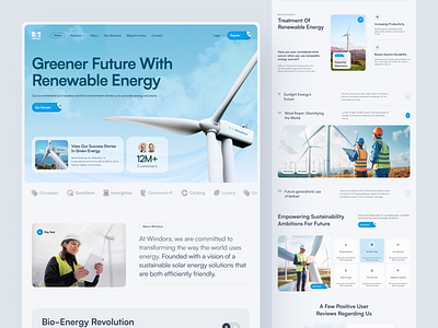 Windora - Renewable Energy Solutions Website Design design design concept green tech landing page design renewable energy saas products solar electricity solar energy solar power startups sustainability ui ui design ux uxui design web design website website design inspiration wind power