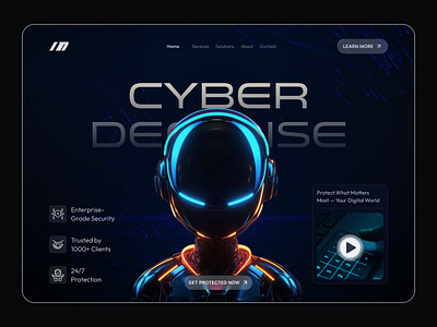 Cyber Defense – Cybersecurity Website UI Design choton99design cybersecurity website dark mode ui enterprise security ui figma design futuristic ui design landing page ui minimalist website saas web design technology website ui visual design web protection ui website design