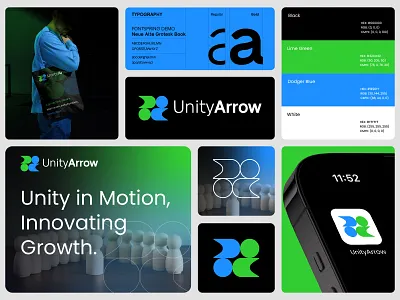 UnityArrow Logo Branding Design abstract logo app icon brand identity branding collaboration design futuristic logo geometric logo growth logo innovation logo minimalist logo modern logo partnership logo teamwork logo tech startup unity logo visual identity