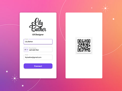 New Business Cards! branding business card business cards card form gradient lettering logo orange pink print purple qr ui ux designer