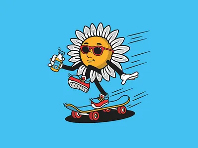 Vintage Flower Groovy Illustration animate art cartoon character cute illustration graphic design groovy illustration illustrator merchandise print retro sunflower t shirt design tshirt vintage
