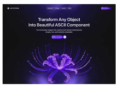 Hero Design For Generative ASCII Component animation branding header hero section landing page motion graphics ui web design