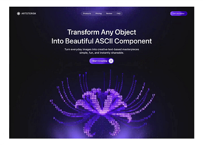 Hero Design For Generative ASCII Component animation branding header hero section landing page motion graphics ui web design