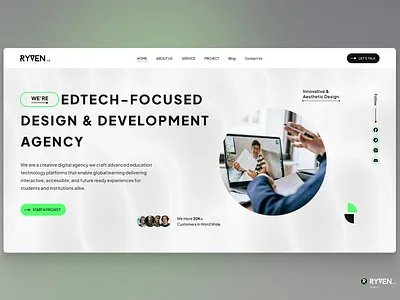 Education Technology Hero UI agencywebsite cleanui creativeagency dashboarddesign digitalagency dribbbleshot edtechdesign educationtechnology futureready herosection landingpageui minimaldesign uiux userexperience webdesign weblanding